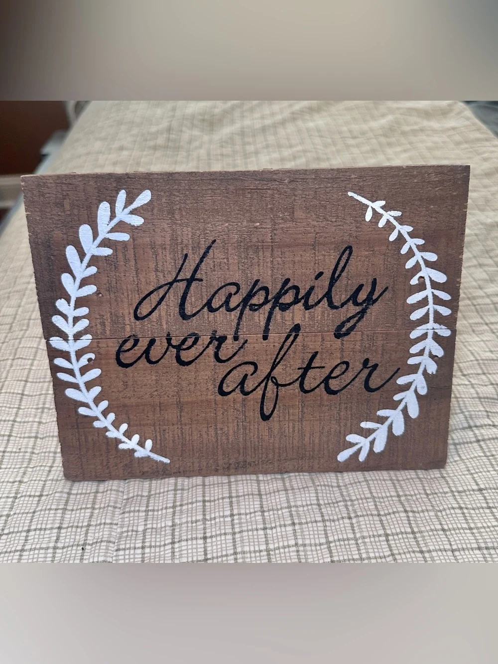 Source Unknown Brown Wood 'Happily Ever After' Wall Sign with White Accents